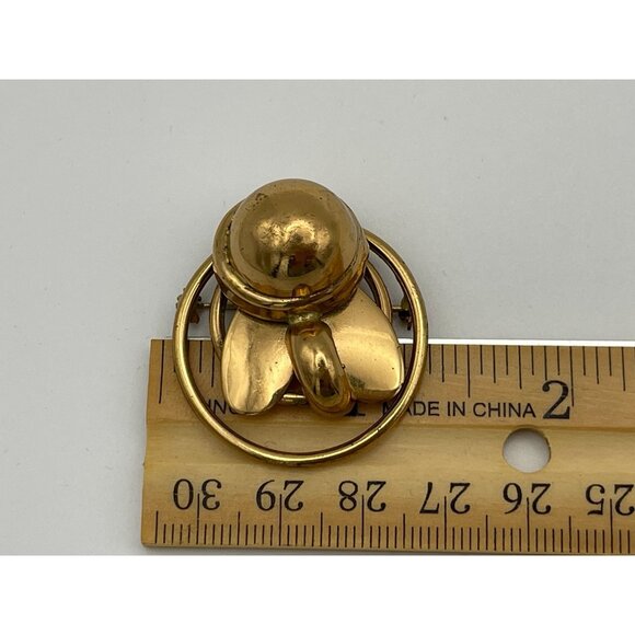 Vintage Brass MCM Abstract Artistic Design 1.5" Brooch - Picture 9 of 9